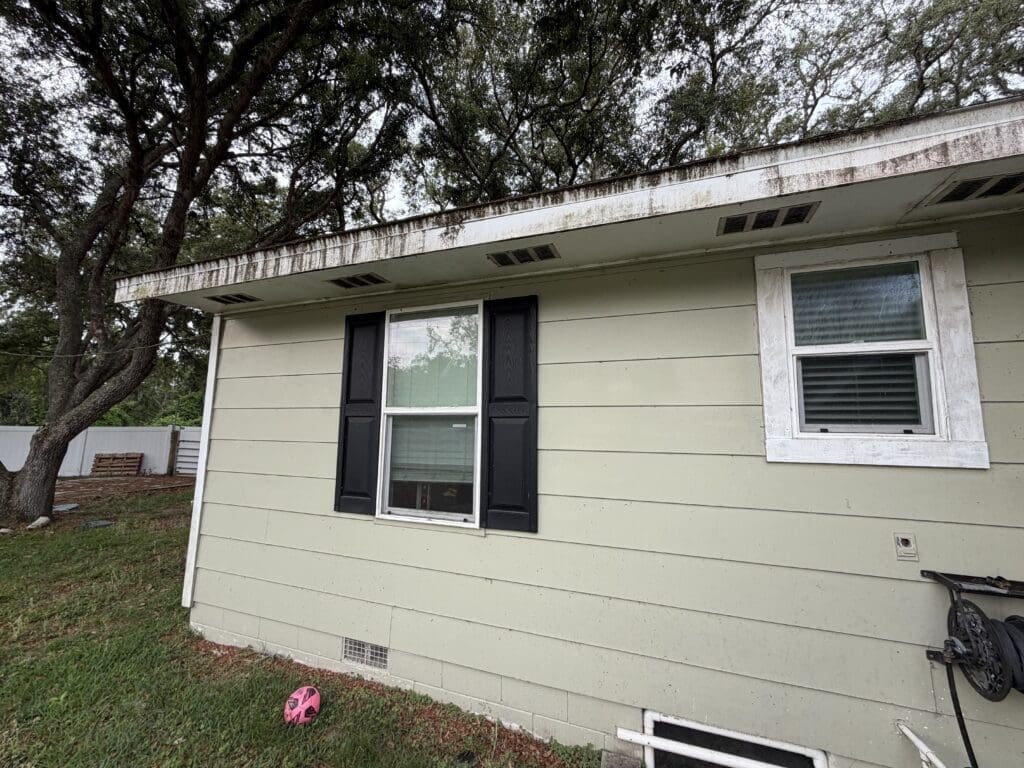 Home siding after soft wash cleaning in Central Florida