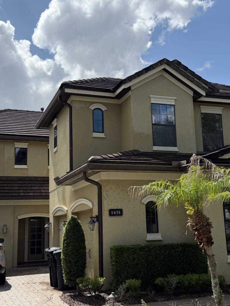 Orlando two-story house after exterior soft wash